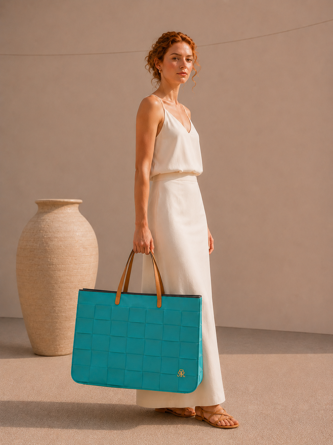 BOLSO GRANDE TRAMA FIELTRO 37 AQUA