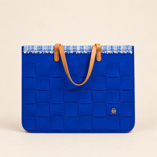 BOLSO GRANDE TRAMA FIELTRO 43 AZUL