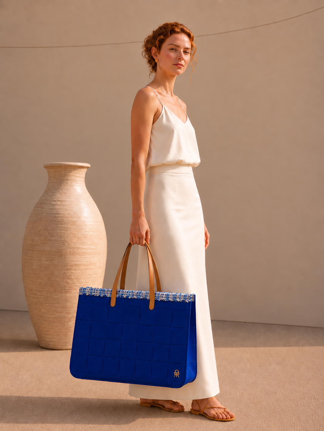 BOLSO GRANDE TRAMA FIELTRO 43 AZUL