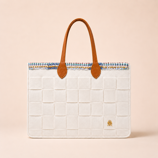 BOLSO MEDIANO TRAMA FIELTRO OFF WHITE