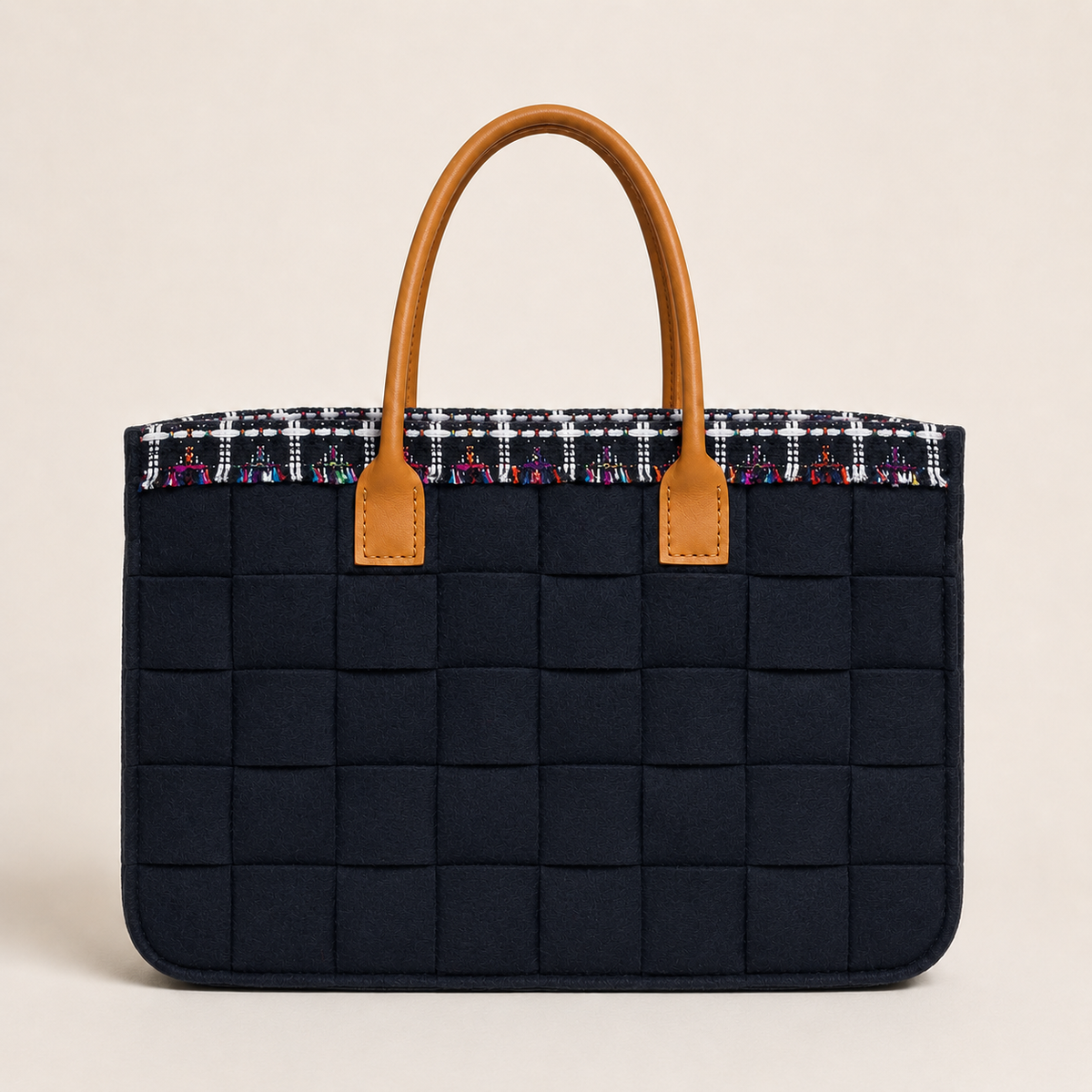 BLACK FELT-BLACK TWEED WEAVE