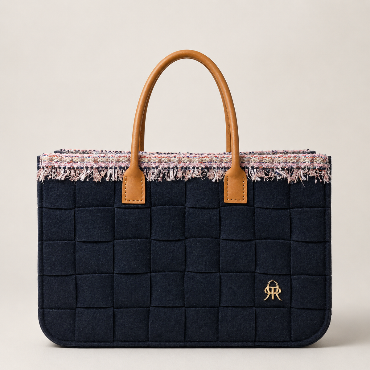 BLACK FELT-PINK TWEED