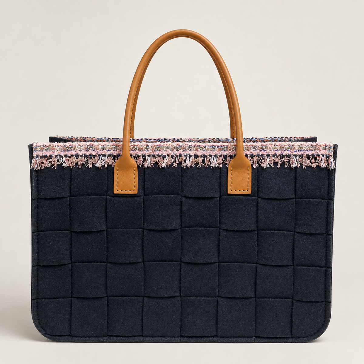 BLACK FELT-PINK TWEED