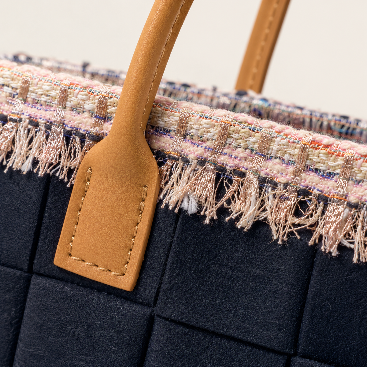 BLACK FELT-PINK TWEED