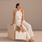 BOLSO MEDIANO TRAMA FIELTRO OFF WHITE